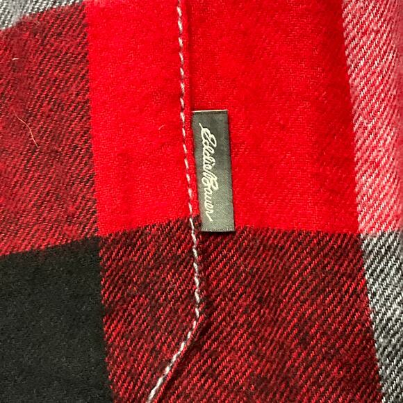 EDDIE BAUER Mens Button Down Flannel Shirt Buffalo Check Plaid Red Gray XL NWT - Picture 5 of 12